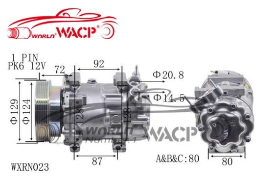 12V 6PK SD7V16 Compresseur de climatisation de voiture pour Renault Duster Clio Megane Nissan WXRN023
