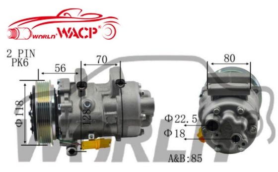 1444 6V12 6PK Compresseur de véhicule Climatiseur de voiture 12V Pour Peugeot307 1.6 WXPG044